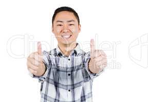 Happy man showing thumps up a