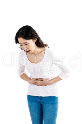 Young woman with stomach pain