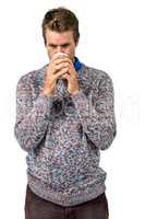 Close-up of man drinking coffee