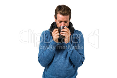 Close-up of man drinking coffee