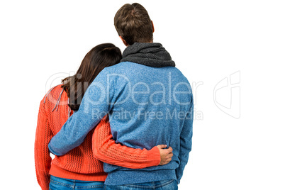 Rear view of couple against white background