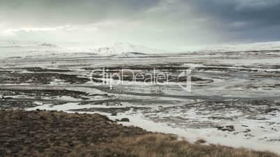 Time lapse of wide winter panorama in Iceland