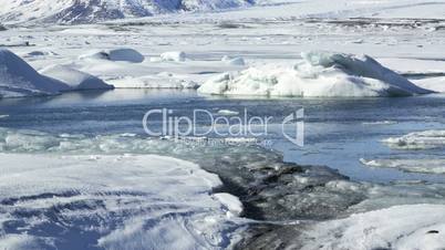 Time lapse of ice blocks at glacier lagoon Jokulsarlon, Iceland