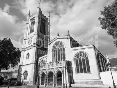 Black and white St Margaret Church in London