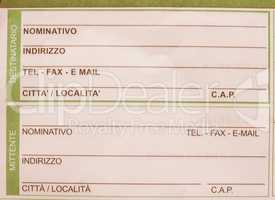 Italian mail form vintage