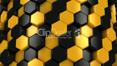 Abstract Background of Yellow and Black Honeycombs