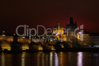 Prag Karlsbruecke Nacht - Prague Charles Bridge by night 01