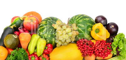 Collection fruit and vegetables on white