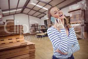 Composite image of pretty girl with phone
