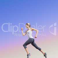 Composite image of pretty fit blonde jogging