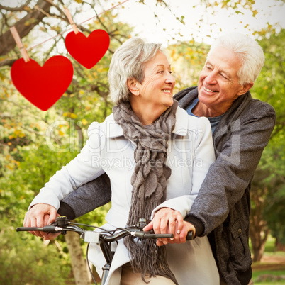 Composite image of senior couple in the park