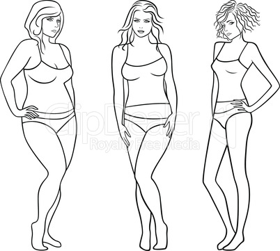 Female outlines with different figures