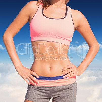 Composite image of pretty fit woman