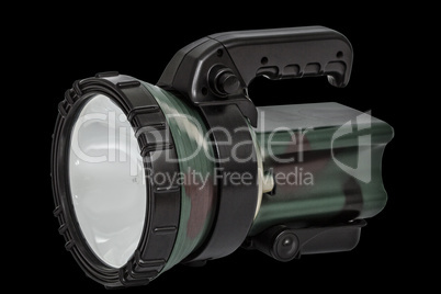 Electric torch, isolated on black background, with clipping path