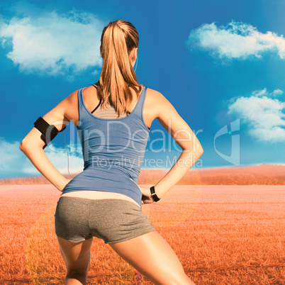 Composite image of pretty fit woman