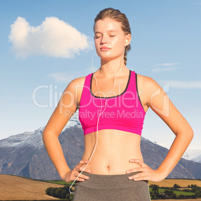 Composite image of pretty fit woman