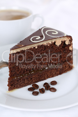 Kaffee und frischer Kuchen Schokolade Torte Nachtisch, Dessert