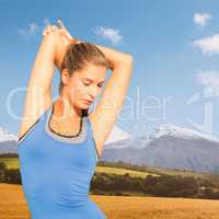 Composite image of pretty fit woman