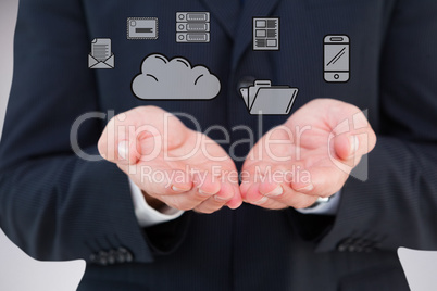 Composite image of close up of hand of a businessman