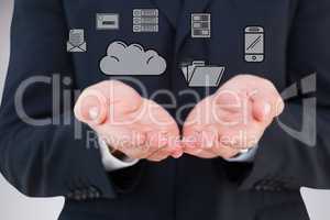 Composite image of close up of hand of a businessman