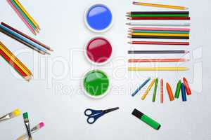 Art supplies and pencils