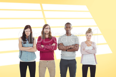 Composite image of portrait of business team with arms crossed w