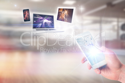 Composite image of businessman using mobile phone over white bac Composite image of businessman using mobile phone over white bac