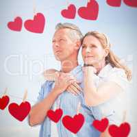 Composite image of happy couple spending time together