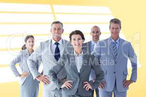 Composite image of business colleagues standing in a row