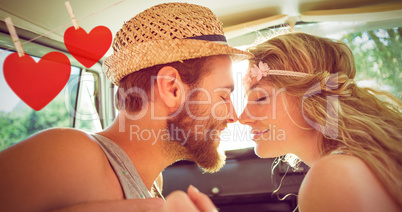 Composite image of hipster couple on road trip