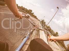 Riding a bike vintage