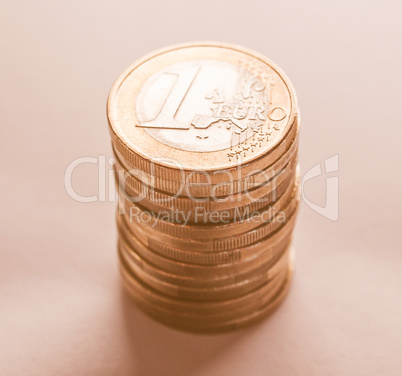 Many one Euro coins vintage