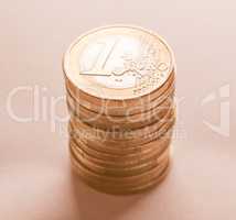 Many one Euro coins vintage