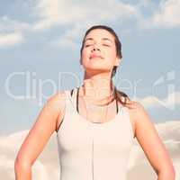Composite image of fit woman in the sun