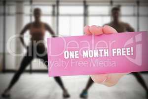 One month free! against people background