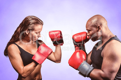 Composite image of athletes with fighting stance