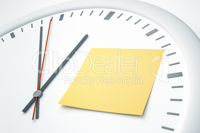 clock with sticky note