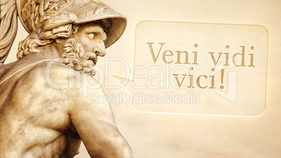 Menelaus statue with text