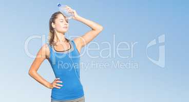 Composite image of fit woman with water