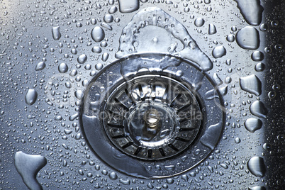 Water and droplets in sink