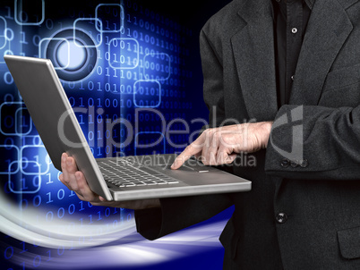 Modern Business World, A businessman looking at laptop
