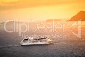 cruising ship sunset