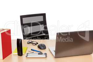 desktop with a notebook