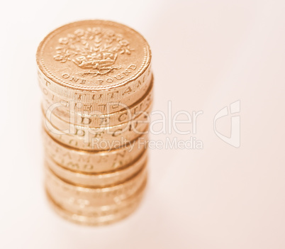 Pound coin pile vintage