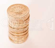 Pound coin pile vintage