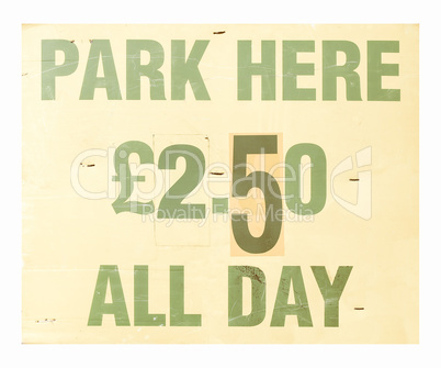 Parking sign vintage