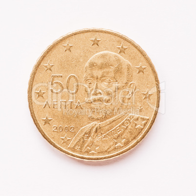 Greek 50 cent coin vintage