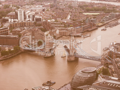 Retro looking Aerial view of London