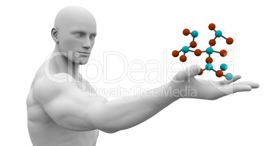 Man Observing Molecule Structure