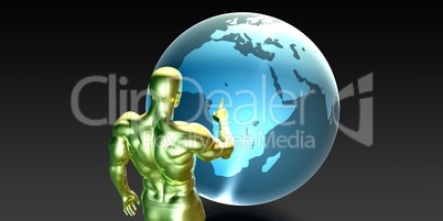 Businessman Pointing at Africa